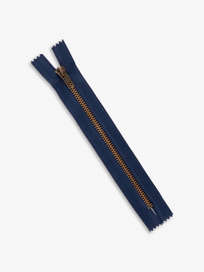 Молния металлическая, №5, неразъёмная, замок автомат, 18 см, тёмно-синяя