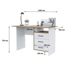 Стол компьютерный «Лайт», с тумбой, 1200×750×600 мм, цвет дуб золотой/белый - Фото 2