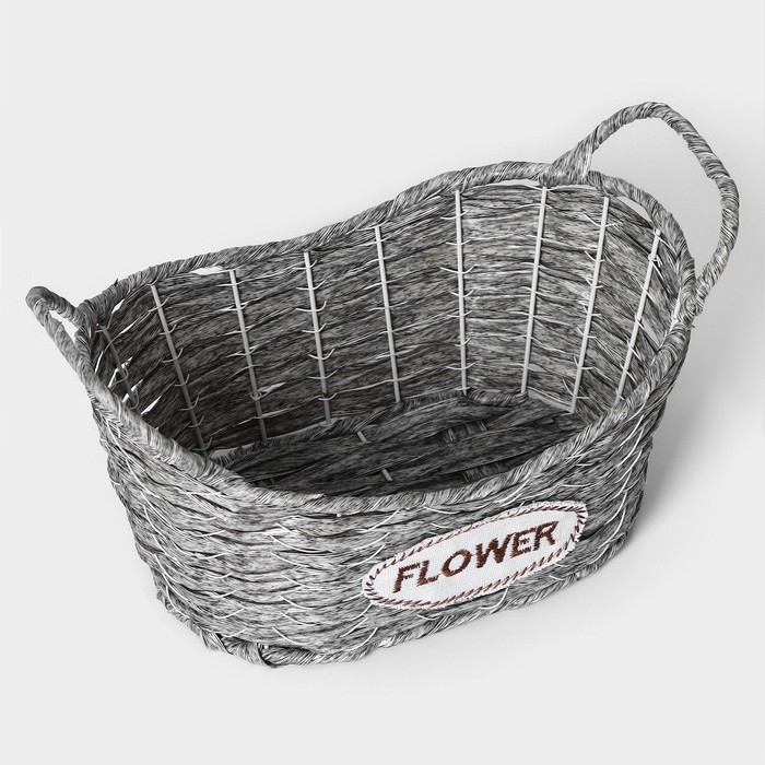 Кашпо плетёное Доляна «Луция», 25,5×15,5×15,5 см, корзинка, цвет серый - фото 1910091028