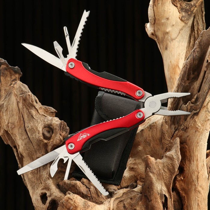 Мультитул 11в1 «Мастер К» в чехле, красный - Фото 1