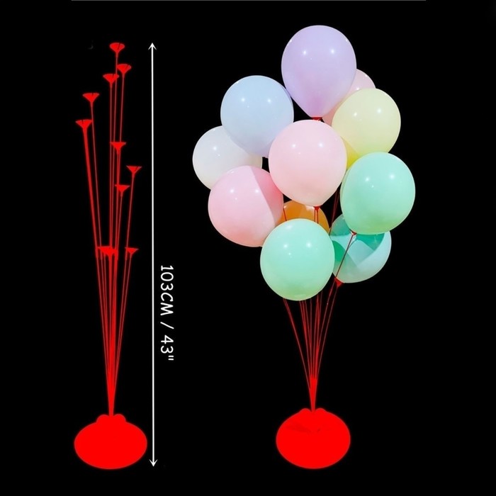 Стойка для воздушных шаров с подставкой, на 11 шаров, цвет красный - Фото 1