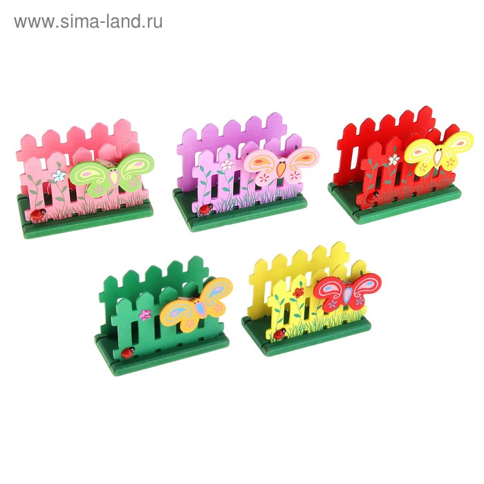 Подставка под бумагу "Бабочка на заборе" с прищепкой, цвета МИКС - Фото 1