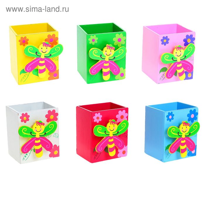 Карандашница "Стрекоза на полянке" с прищепкой, цвета МИКС - Фото 1