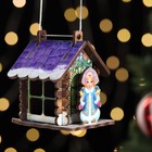 Игрушка на ёлку "Домик" со Снегурочкой, микс, 9х6,5х6,5см - фото 26493585