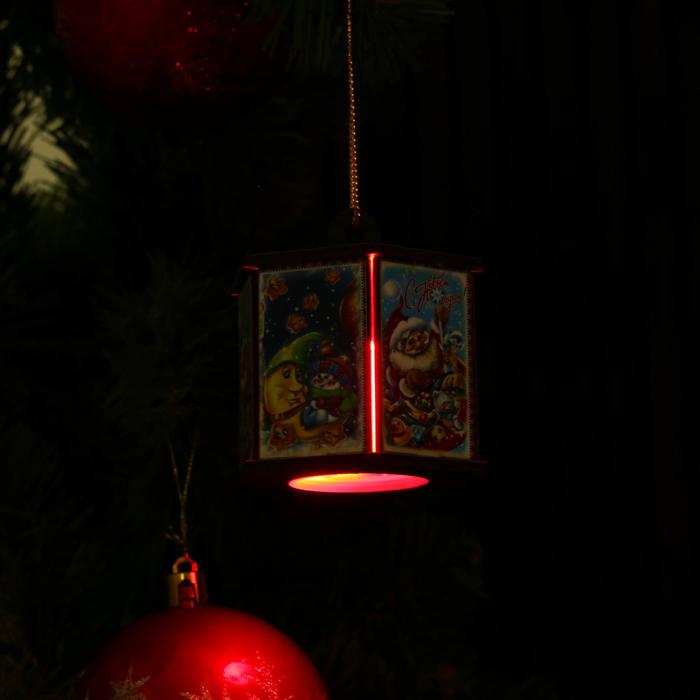 Игрушка на ёлку "Фонарик", с подсветкой, 7х5,5х6,2 см - фото 1927618903