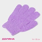 Мочалка-перчатка массажная Доляна, 14×18 см, однотонная, МИКС - Фото 1