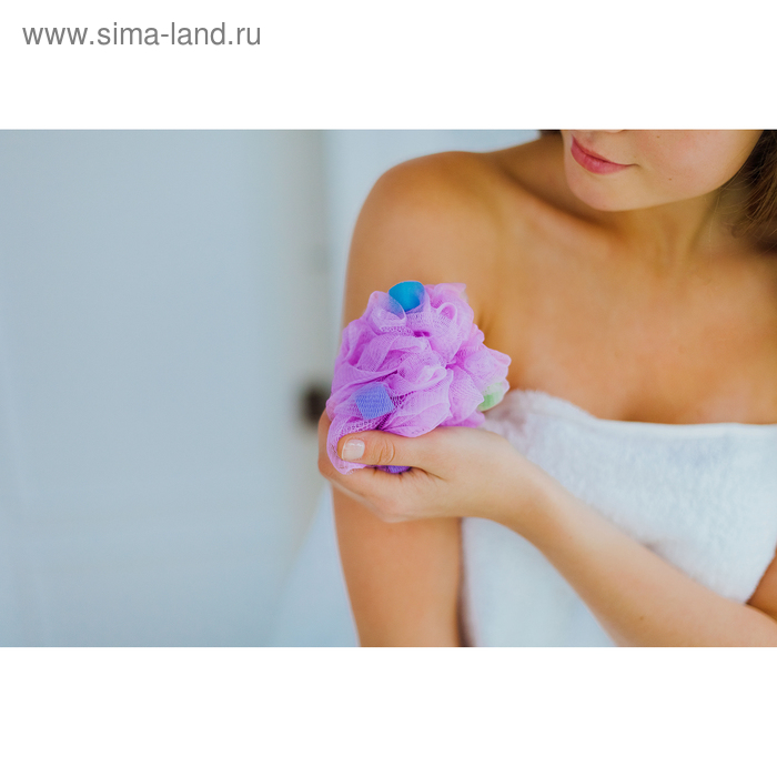 Мочалка для тела с поролоном Доляна, 30 гр, цвет МИКС - Фото 1