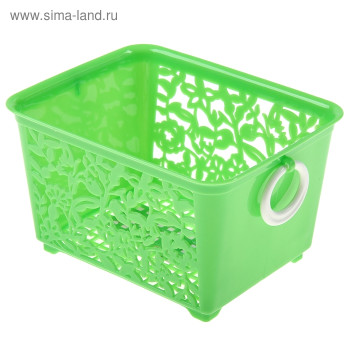 Корзинка пластиковая для хранения «Цветы», 14,5×11,5×8 см, цвет МИКС - Фото 1