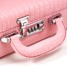 Шкатулка кожзам для украшений "Кожа крокодила" розовый матовый чемодан 10х18х24 см - фото 6352287