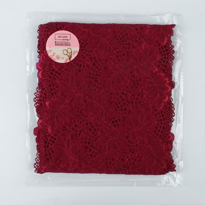 Кружевная эластичная ткань «Дубовые листья», 160 мм, 2.7±0.5 м, бордовая