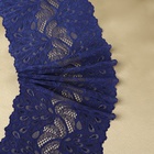 Кружевная эластичная ткань «Павлиний хвост», 180 мм × 2,7 ± 0,5 м, цвет тёмно-синий - фото 6352327