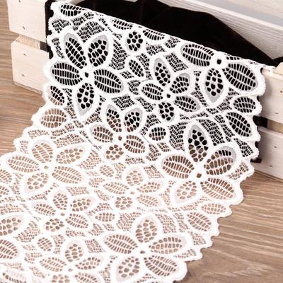 Кружевная эластичная ткань «Пятилистник», 170 мм × 2,7 ± 0,5 м, цвет айвори