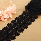 Кружево гипюровое, 80 мм, 6.8±0.5 м, цвет чёрный - Фото 1