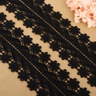 Кружево гипюровое, 80 мм, 6.8±0.5 м, цвет чёрный - Фото 2