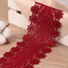 Кружево гипюровое, 90 мм × 6,8 ± 0,5 м, цвет винный - Фото 1