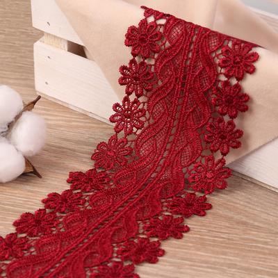 Кружево гипюровое, 90 мм × 6,8 ± 0,5 м, цвет винный