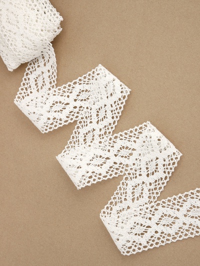 Кружево вязаное, 50 мм, 10±1 м, белое