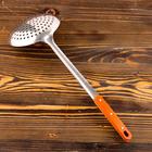 Шумовка для казана Шафран, 43 см, диаметр 16 см, узбекская, с деревянной ручкой, металл - Фото 5