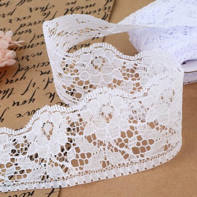 Кружево капроновое, 60 мм, 10±1 м, цвет белый