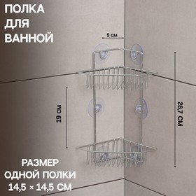 

Полка угловая 2-х ярусная Доляна, 6 присосок, 29×15×20 см
