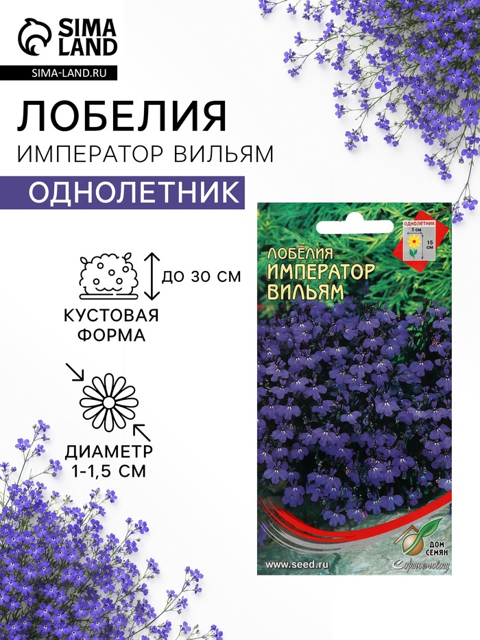 Семена цветов Лобелия «Император Вильям», 1000 шт., «Дом семян» - Фото 1
