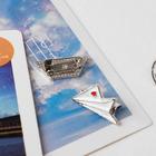 Набор брошей (2шт) «Кораблик и самолёт», цвет красно-белый в серебре - Фото 3