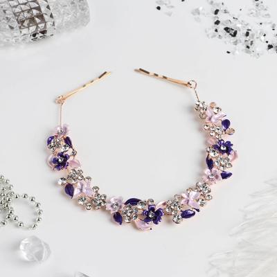 Аксессуар для волос «Эрика», бабочки и цветочки, 23.5 см