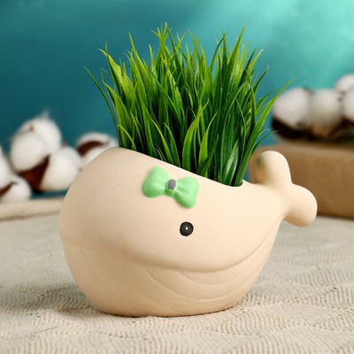 Горшок для цветов «Кит», 300 мл, 14×8 см, керамика, МИКС