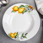 Тарелка фарфоровая глубокая Доляна «Лимон», d=20 см, цвет белый - Фото 2