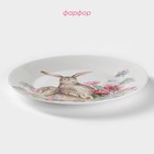 Тарелка фарфоровая обеденная Доляна «Зайка», d=25,5 см, цвет белый - Фото 2
