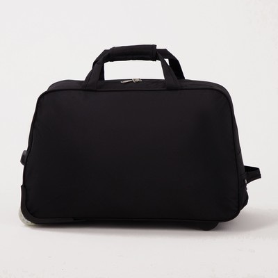 Сумка дорожная на колёсах, отдел на молнии, наружный карман, цвет чёрный