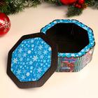 Шкатулка восьмигранная , синяя, микс, 15,3х15,3х6,7 см - фото 22616718