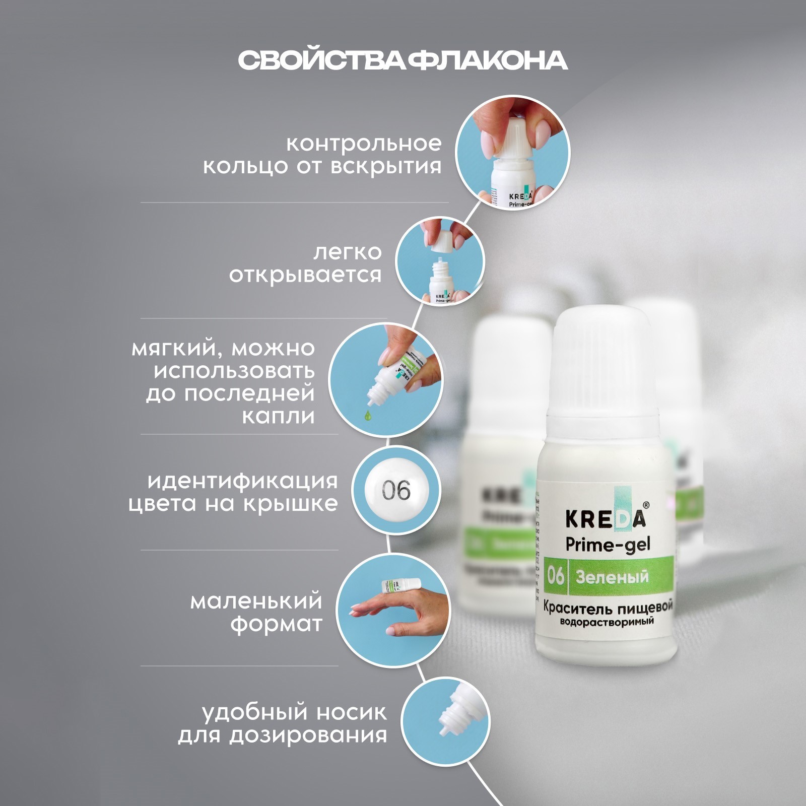 Краситель пищевой Kreda Bio Prime-gel, водорастворимый, зеленый, 10 мл  (5478346) - Купить по цене от 48.00 руб. | Интернет магазин SIMA-LAND.RU