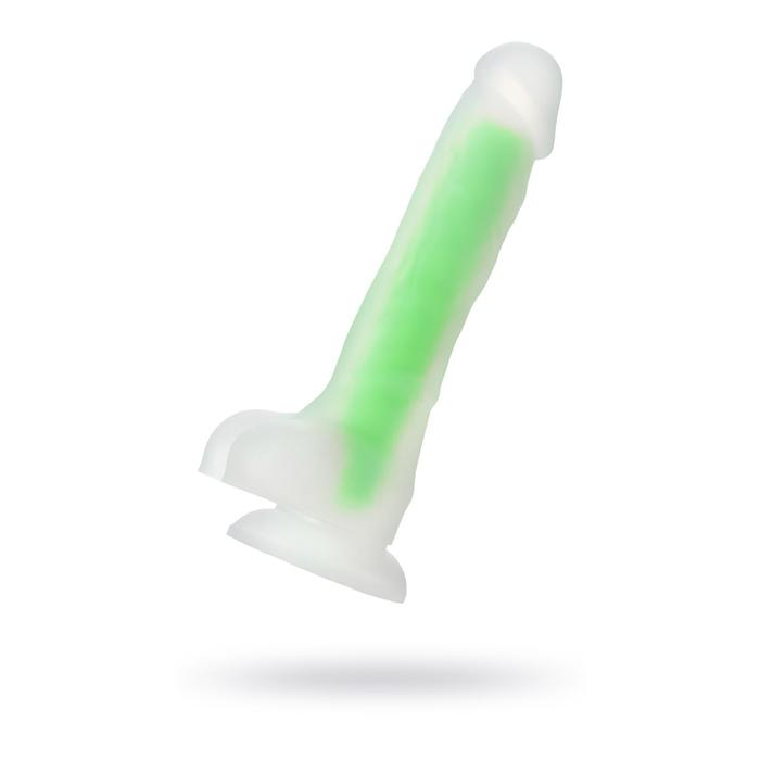 Фаллоимитатор светящийся в темноте Toyfa Dick Glow, силикон, цвет зелёный, 13 см