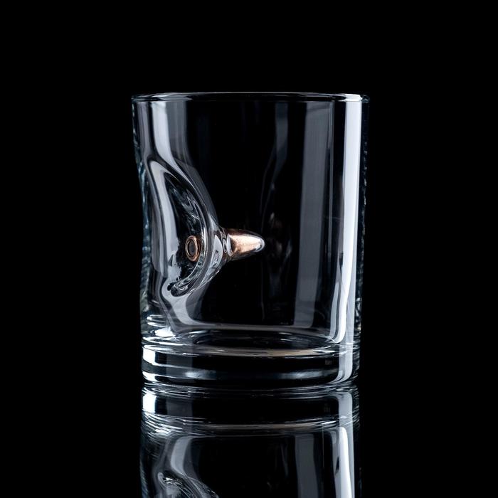 Набор стакан и камни для виски "Виски" с пулей, 3 камня в мешочке, 250 мл - фото 1890991619