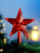 Светодиодная верхушка на ёлку «Звезда красная», 16 см, 10 LED, 220 В, свечение красное - Фото 8