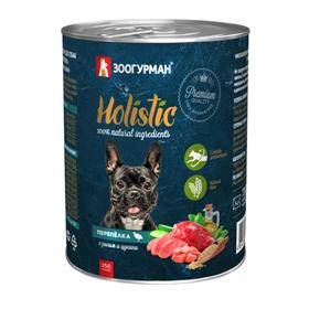 Влажный корм Holistic для собак, перепёлка с рисом и цукини, ж/б, 350 г