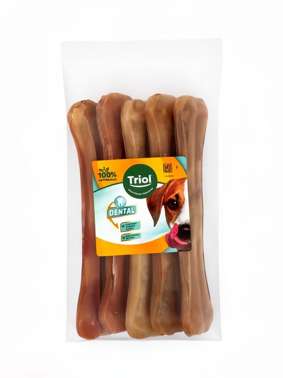Косточка жевательная Triol DENTAL, 25 см, 1025 г, пакет 5 шт.