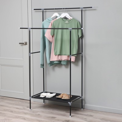 Вешалка - стойка напольная для одежды Доляна, напольная, 2 перекладины, 160×45×169 см, чёрная