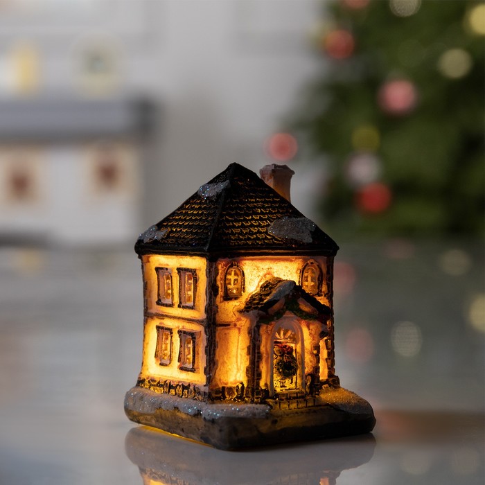 Светодиодная фигура «Дом» 5 × 4 × 4 см, керамика, батарейки AG13х2, свечение тёплое белое - фото 1907160759