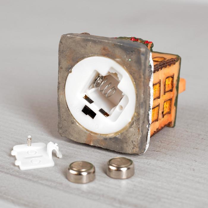 Светодиодная фигура «Дом» 5 × 4 × 4 см, керамика, батарейки AG13х2, свечение тёплое белое - фото 1907160763