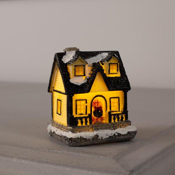 Светодиодная фигура «Зимний домик», керамика, батарейки AG13х2, свечение тёплое белое - фото 1907160764
