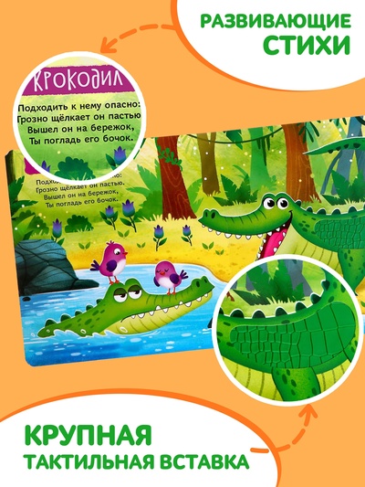 Тактильная книжка «Погладь меня», 12 стр., 6 вставок