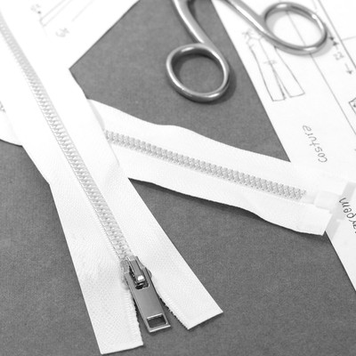 Молния «Трактор», №5, разъёмная, декоративное звено «Акулий зуб», 90 см, цвет белый/серебряный