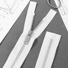 Молния «Трактор», №5, разъёмная, декоративное звено «Акулий зуб», 90 см, цвет белый/серебряный - Фото 3