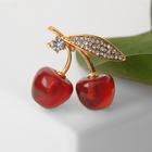 Брошь «Вишни» наливные, красно-белая в золоте - Фото 1