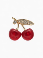 Брошь «Вишни», наливные, красно-белая в золоте - Фото 1