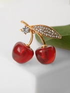 Брошь «Вишни», наливные, красно-белая в золоте - Фото 5