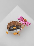 Брошь «Ёжик с цветком», цветной в золоте - Фото 8