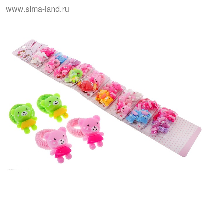 резинка для волос "Мини" (набор 40 шт) мишка - Фото 1